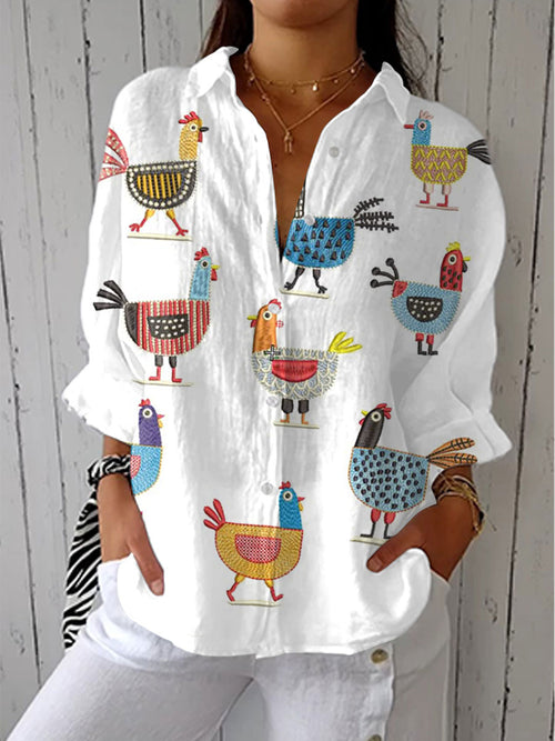 Ingrid – Playful Hen Blouse